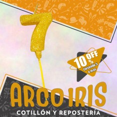 Vela Numero 7 Dorada Full Gibre Con Palito Xu - Tipo Diamante - Nacional - En Bolsa Con Codigo De Barra