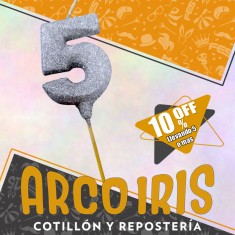 Vela Numero 5 Plata Full Gibre Con Palito Xu - Tipo Diamante - Nacional - En Bolsa Con Codigo De Barra