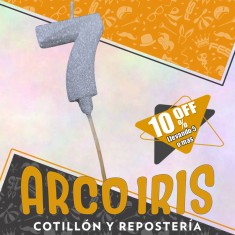 Vela Numero 7 Plata Full Gibre Con Palito Xu - Tipo Diamante - Nacional - En Bolsa Con Codigo De Barra