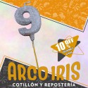 Vela Numero 9 Plata Full Gibre Con Palito Xu - Tipo Diamante - Nacional - En Bolsa Con Codigo De Barra