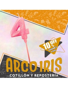 Vela Numero 4 Rosa Full Gibre Con Palito Xu - Tipo Diamante - Nacional - En Bolsa Con Codigo De Barra