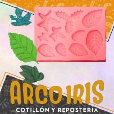 Silicona Molde Hojas X 10 Cavidades Rosa Rectangular 8.5 X 7 Cm