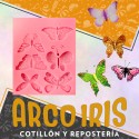 Silicona Molde Mariposa 6 Modelos Rosa Rectangular 11 X 9 Cm