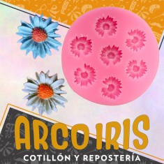 Silicona Molde Mini Flores 7 Flor Rosa Redonda 7.5 Cm Margarita 2