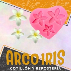 Silicona Molde Flor Jazmin 3 Flores 5 Petalos Rosa Corazon 9 Cm