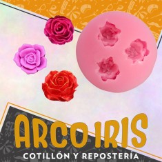 Silicona Molde Mini Flores 3 Flor Rosa Redonda 4.5 Cm