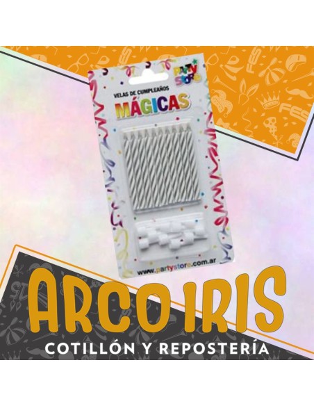 Vela Torneada Magicas X 10 - Blancas Con Portavela Party Store