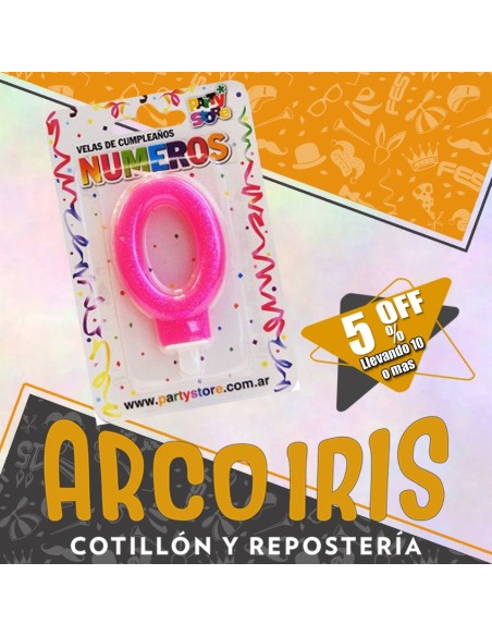 Vela Numero Rosa Con Brillo Xu - Liquidacion Blister Party Store