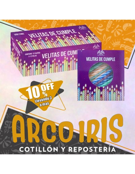 Velitas Multicolor Cajita X 12 +3-10% Promo Por Cantidad Party Store