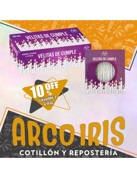 Velitas Blanca Cajita X 12 +3-10% Promo Por Cantidad Party Store