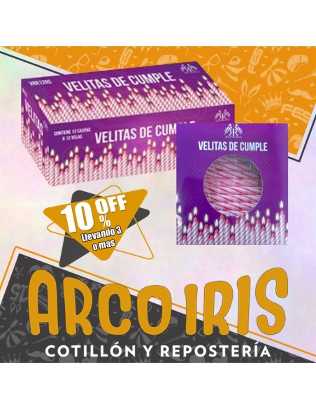 Velitas Rosas Cajita X 12 +3-10% Promo Por Cantidad Party Store