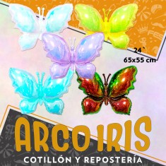 Mylar 24 Mariposa Iridiscente Xu - 65 X 55 Cm Globo Metalizado Papel