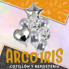 Globo Set Estrella Y Corazon - 8 Piezas - Varios Colores Valentin  1 Estrella Mylar 18 - 1 Corazon Mylar 18 - 2 Cristal 12