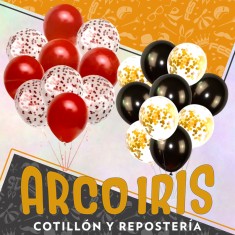Globo Set 12" X 10  5 Perlados 12 + 5 Cristal 12 Con Confetti - Varios Colores- Cat2 Apto Helio China Funky Party
