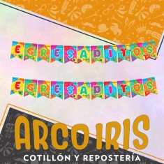 Banderin Egresaditos Colores Xu - Upd Egresado Multicolor Gold Mundo