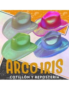 Gorro Cowboy Tornasolado - Varios Colores Celeste-amarillo-verde-fucsia-blanco-rosa-lila-negro-celeste-turquesa