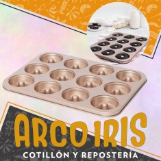Molde Donas X 12 Cavidades - Teflon Placa Antiadherente Dona Clara