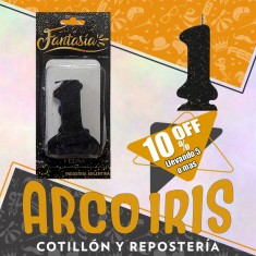 Vela Numero 1 Negro Full Gibre Xu +5-10% Promo Por Cantidad - Nacional En Blister Con Codigo De Barra Fantasia