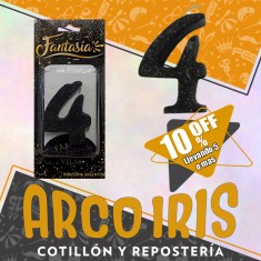 Vela Numero 4 Negro Full Gibre Xu +5-10% Promo Por Cantidad - Nacional En Blister Con Codigo De Barra Fantasia