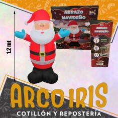 Inflable Papa Noel 1 2 Mt Altura - 2 Leds Navidad -abrazo Navideno- Con Cierre Para Su Facil Armado - Con Enchufe Para Su Fun