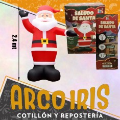 Inflable Papa Noel 2.4 Mt Altura - 4 Leds Navidad -saludo De Santa- Con Cierre Para Su Facil Armado - Con Enchufe Para Su Fun