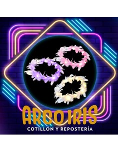 Luminoso Vincha Con Plumas X 12 - Redonda Varios Colores Upd Blanca-rosa-lila-violeta