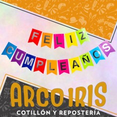 Banderin Feliz Cumpleanos Multicolor Stamping Party Gold Mundo