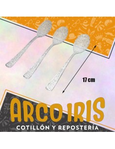 Cubiertos Cuchara Plastico Gliter Plata X 12 - 17 Cm Cutlery