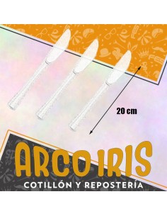 Cubiertos Cuchillo Plastico Gliter Plata X 12 - 20 Cm Cutlery