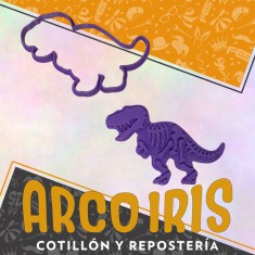 Cortante Cookies Tiranosaurio Fosil 2 Plastico Violeta-dinosaurio