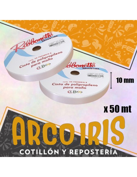 Cinta 10 X 50 Ribbonette Blanco - Polipropileno