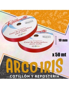 Cinta 10 X 50 Ribbonette Rojo - Polipropileno Navidad