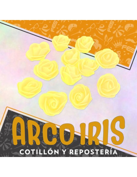 Goma Flores Rosas Amarilla X 12 - Sin Tallo Cbx
