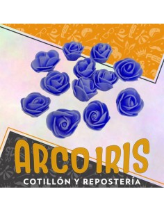 Goma Flores Rosas Azul X 12 - Sin Tallo Cbx