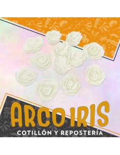 Goma Flores Rosas Blanca X 12 - Sin Tallo Cbx