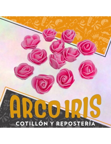 Goma Flores Rosas Fucsia X 12 - Sin Tallo Cbx