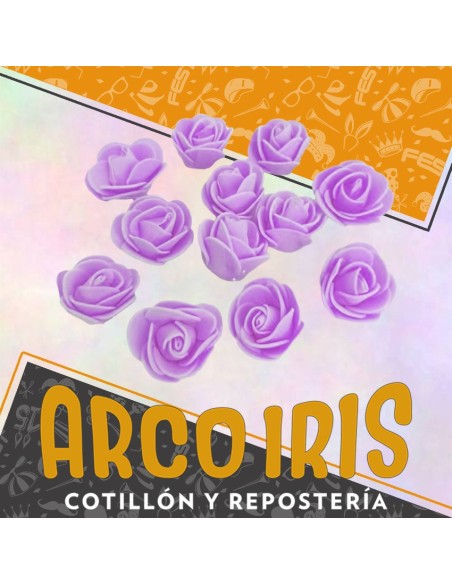 Goma Flores Rosas Lila X 12 - Sin Tallo Cbx