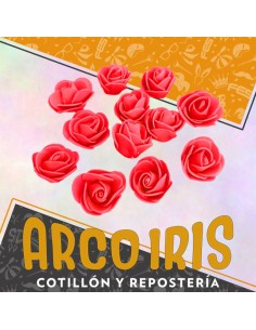 Goma Flores Rosas Roja X 12 - Sin Tallo Cbx