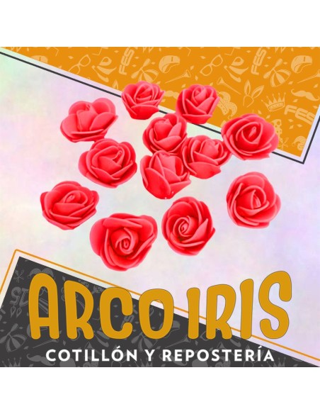 Goma Flores Rosas Roja X 12 - Sin Tallo Cbx