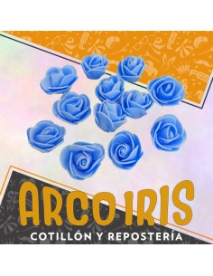 Goma Flores Rosas Turquesa X 12 - Sin Tallo Cbx