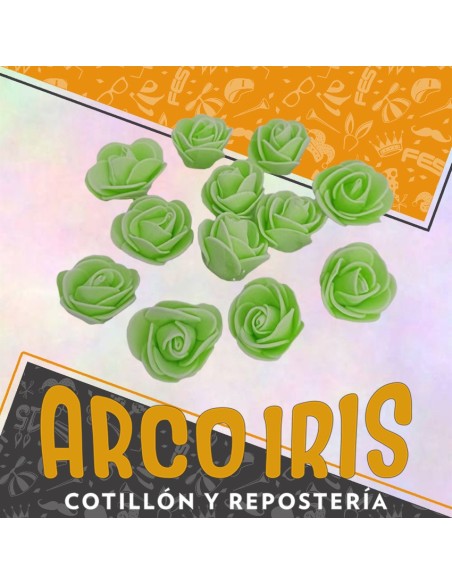 Goma Flores Rosas Verde X 12 - Sin Tallo Cbx