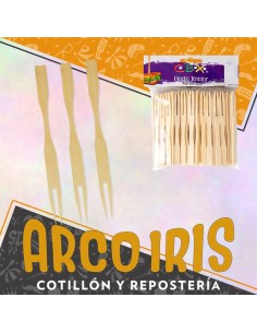 Pinchos Tenedor X 100 - Mini Tenedor Bamboo Pinche Para Copetin Cbx