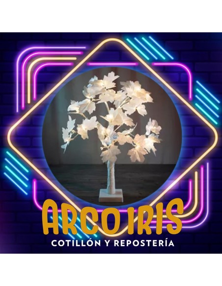 Arbol Con Luz 24 Led Y Hojas A Pilas - 51 Cm Pilas Incluidas