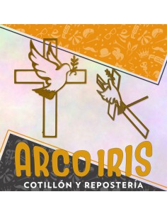 Topper Plastico Cruz Con Paloma Flotante