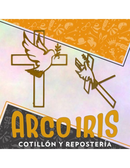 Topper Plastico Cruz Con Paloma Flotante