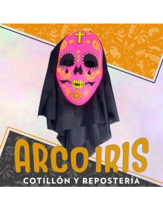 Careta Terror Con Tela Calaca Xu +3-5% - Halloween Liquidacion Descuento Por Cantidad Gape