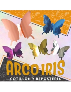 Mariposa Troquelada Metal X 6 - Varios Colores Cat2 Primavera Pegatina Rosa Gold-dorada-plateada-fucsia-celeste- Applicable S