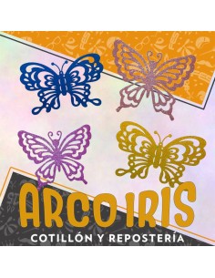 Mariposa Troquelada/calada Gibreada Simple X 6 - Varios Colores Primavera Pegatina Blanca-amarilla-rosa-celeste-verde-naranja