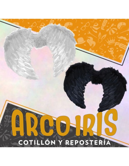 Ala Angel Plumas Blanca/negra Xu - 54 X 37 Cm