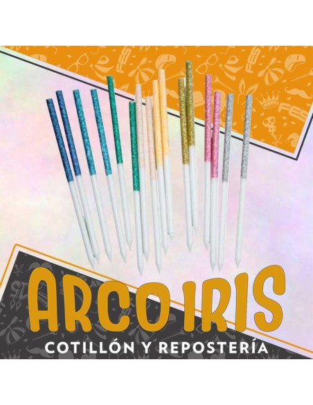 Vela Gibre Larga Bicolor Celeste X 16 - Bicolor Party Store